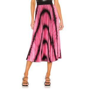 Alice + Olivia Katz Sunburst Pleated Midi Skirt Washed Tie Dye Pink Size 2